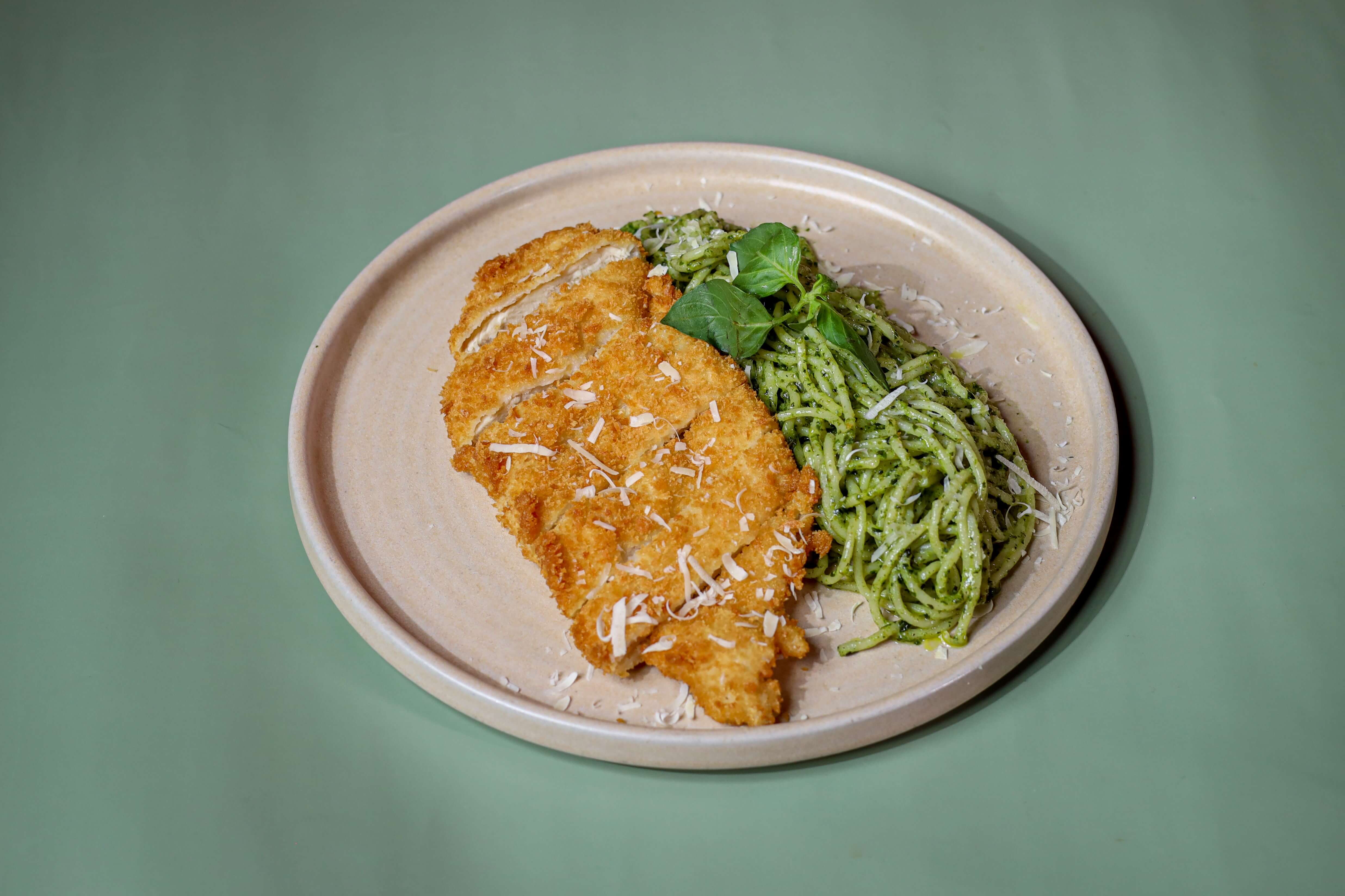 Chicken Katsu Pesto Pasta